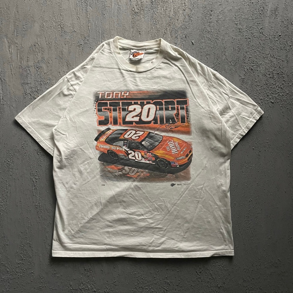 Vintage NASCAR‎ Tony Stewart Shirt Mens XL White 2000s Winners Circle